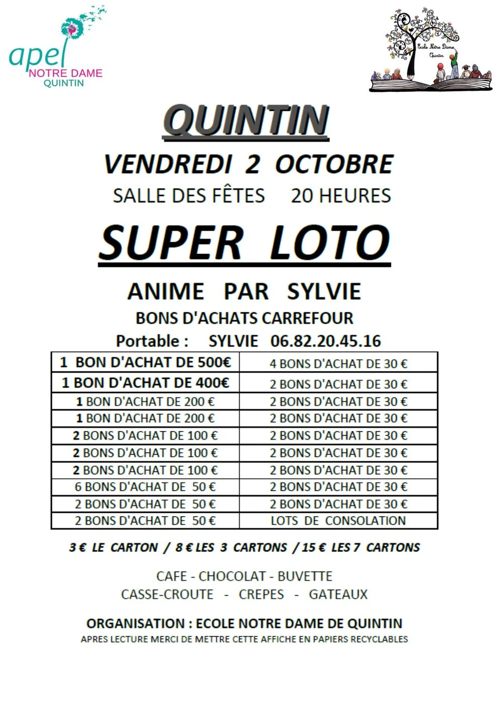 Loto de l'APEL Notre-Dame