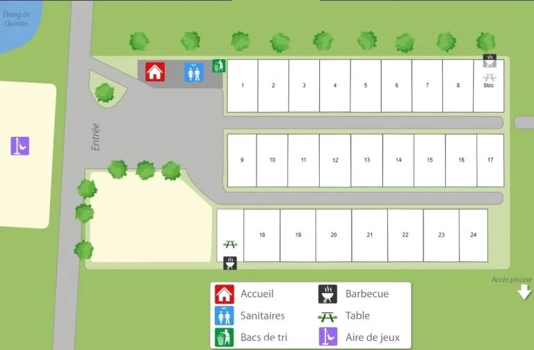 Plan du camping municipal de Quintin — 25 emplacements
